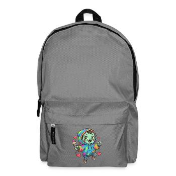 Colorful Zombie Hoodie Motif - Backpack - elephant grey - Front