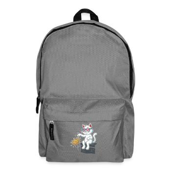 King cat with USA sunglasses - Backpack - elephant grey - Front