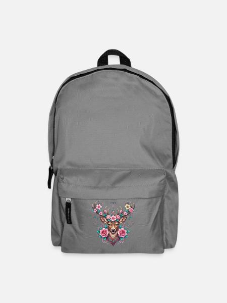 Hirsch T-Shirt Damen Trachtenshirt Trachten Shirt - Rucksack - Mittelgrau