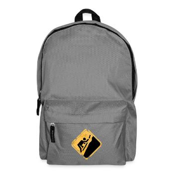 Yellow climbing symbol warning sign - Backpack - elephant grey - Front