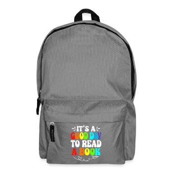Rainbow Reading Day Quote Tee - Backpack - elephant grey - Front