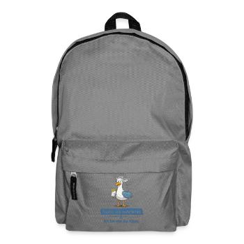 Küstenmöwe mit Pommes früher war mehr Wind  - Rucksack - Mittelgrau - Vorne