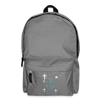 Pastel Neon Anchor with Star Accents - Backpack - elephant grey - Front