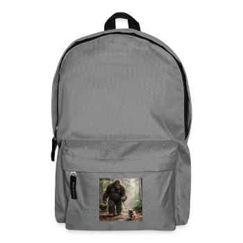 Bigfoot and Pug Funny Morning Hike Scene - Backpack - elephant grey - Front