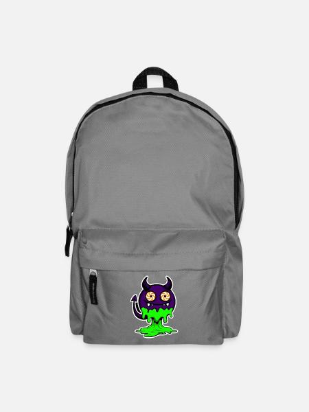 Lila Dämon mit Neon-Schleim - Rucksack - Mittelgrau