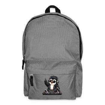 Cooler Pinguin DJ Musik Techno Club Party - Rucksack - Mittelgrau - Vorne