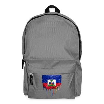 Haiti flag with flowing lacquer paint - Backpack - elephant grey - Front