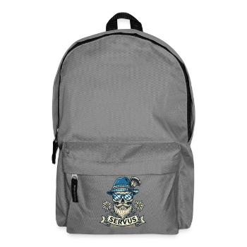 Trachtenshirt Herren Trachten T-Shirt Servus - Rucksack - Mittelgrau - Vorne