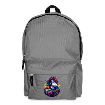 Neon unicorn with headphones in 80s sound - Backpack - elephant grey - Front