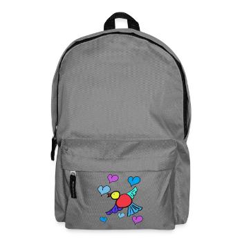 Bird with Hearts Child Children Spring - Backpack - elephant grey - Front