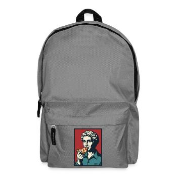 Retro Pizza Porträt Pop Art - Rucksack - Mittelgrau - Vorne