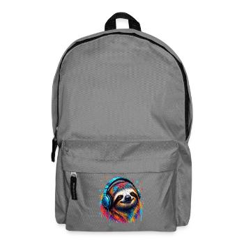 Buntes Faultier mit Kopfhörern - Rucksack - Mittelgrau - Vorne
