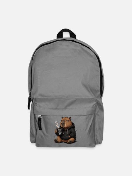 Kaffee Zuerst Biber Hoodie - Rucksack - Mittelgrau