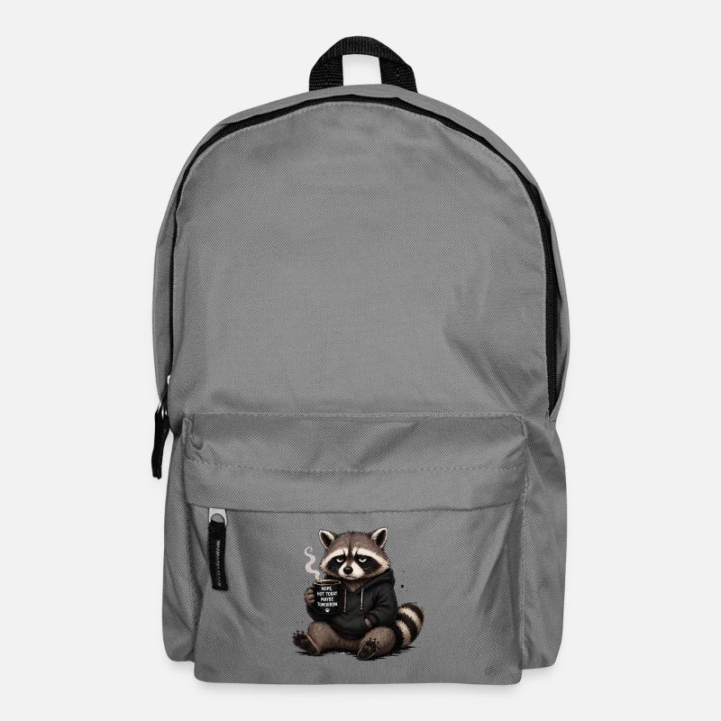 Raccoon Hoodie Coffee Theme - Backpack - elephant grey