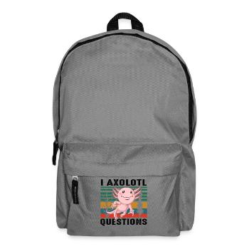 Ich Axolotl-Fragen lustiges Wortspiel niedliche Tierkunst - Rucksack - Mittelgrau - Vorne