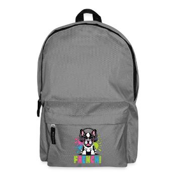 Bouledogue français Frenchi avec casque - Sac à dos - gris éléphant - Devant