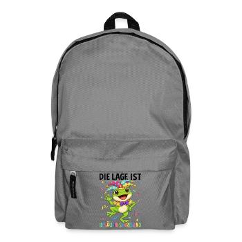Die Lage Ist Besäufniserregend Frosch - Rucksack - Mittelgrau - Vorne