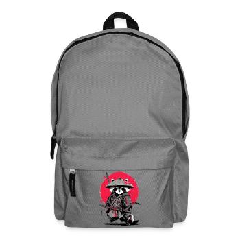 Waschbär-Samurai unter Crimson Moon - Rucksack - Mittelgrau - Vorne