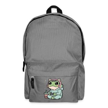 Gamer Frog in Hoodie with Headphones - Backpack - elephant grey - Front