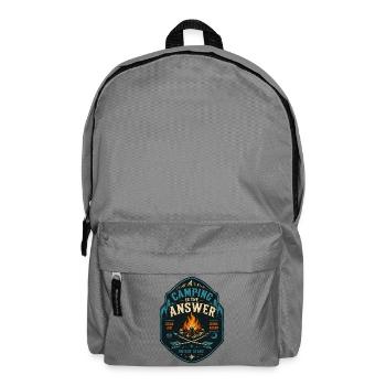 Camping ist die Antwort Lagerfeuer Motiv - Rucksack - Mittelgrau - Vorne