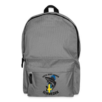Hütte, Boot, Zander - Schweden | Angler Geschenk - Rucksack - Mittelgrau - Vorne