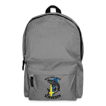 Hütte, Boot, Hecht - Schweden | Angler Geschenk - Rucksack - Mittelgrau - Vorne