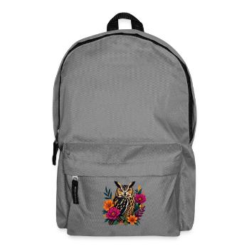 Tawny owl in a wreath of flowers - Backpack - elephant grey - Front