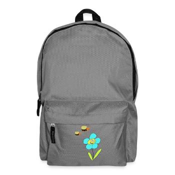 Fröhliche Blaue Blume Insekt Bienen - Rucksack - Mittelgrau - Vorne