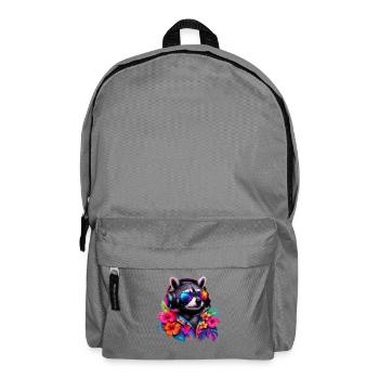 Raccoon DJ im Neon-Hawaii-Print - Rucksack - Mittelgrau - Vorne