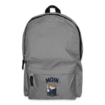 Moin Otter mit Kaffee Hoodie - Rucksack - Mittelgrau - Vorne