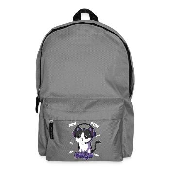 Chat gamer avec casque - Sac à dos - gris éléphant - Devant