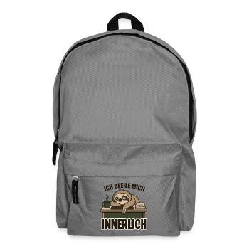 Faultier Bürohumor Ich beeile mich innerlich - Rucksack - Mittelgrau - Vorne