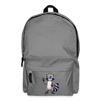 Raccoon with sunglasses and peace sign - Backpack - elephant grey - Front