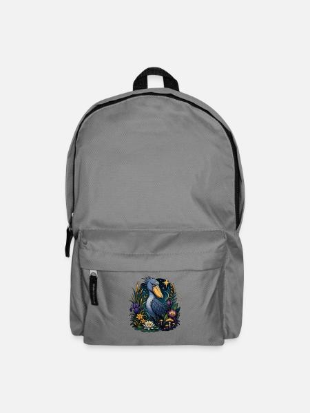 Shoebill Vogel im Blütenreich - Rucksack - Mittelgrau