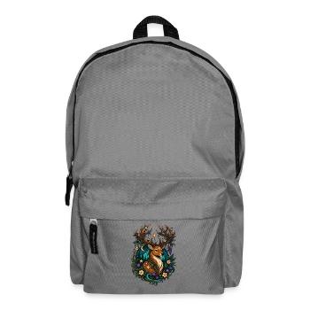 Starry Night Deer with Flower Garland - Backpack - elephant grey - Front