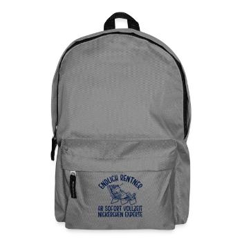 Rentner Vollzeit Nickerchen Experte Retro - Rucksack - Mittelgrau - Vorne