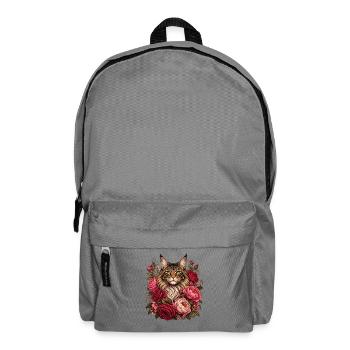 Cat in a wreath of flowers - Backpack - elephant grey - Front