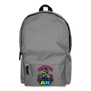 Bass mode on – Neon dinosaurs at the DJ booth - Backpack - elephant grey - Front