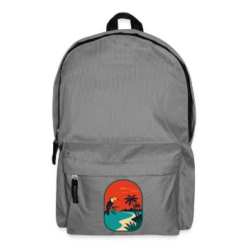 Panorama côtier tropical avec toucan - Sac à dos - gris éléphant - Devant