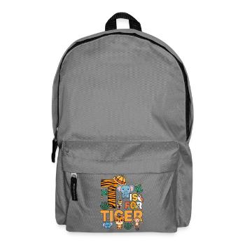 T Is For Tiger Zoo Party Jungle Zoo Birthday - Backpack - elephant grey - Front