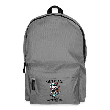Dog Bulldog Snowboard Winter Sports Saying - Backpack - elephant grey - Front