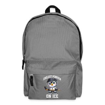 Cooler Pinguin Eishockey Spieler Cartoon - Rucksack - Mittelgrau - Vorne