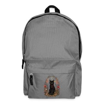 Black Cat in Floral  - Backpack - elephant grey - Front