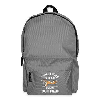 Stolzer Besitzer Greyhound Couch Potato mit 45 MPH - Rucksack - Mittelgrau - Vorne