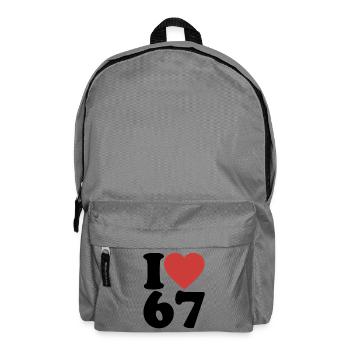 I love six seven | Zahlenduo 6 und 7 - Rucksack - Mittelgrau - Vorne