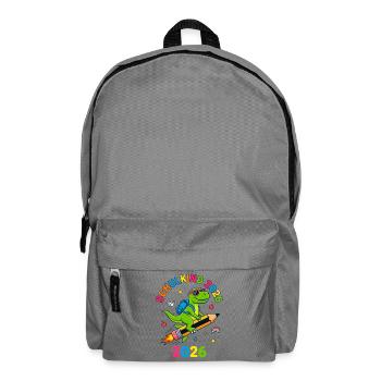Schulkind 2026 Dino T-Rex Einschulung - Rucksack - Mittelgrau - Vorne