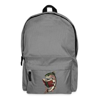 Bücherfisch Vintage Illustration - Rucksack - Mittelgrau - Vorne