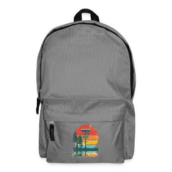 Disc Golf Putter Korb Retro Vintage Sonnenuntergan - Rucksack - Mittelgrau - Vorne