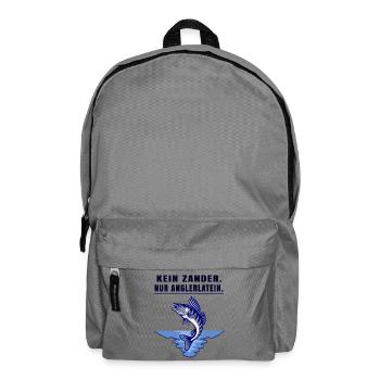 Anglerlatein Spruch – Zander Angler Motiv - Rucksack - Mittelgrau - Vorne
