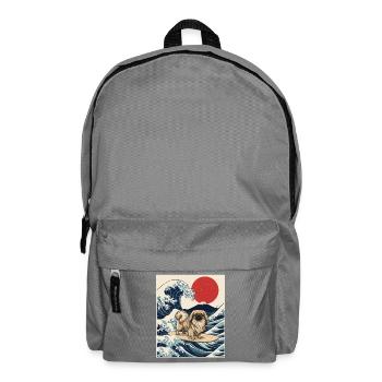 Pekingese Great Wave - Peke Dog Mom Dad Lap Dog - Backpack - elephant grey - Front